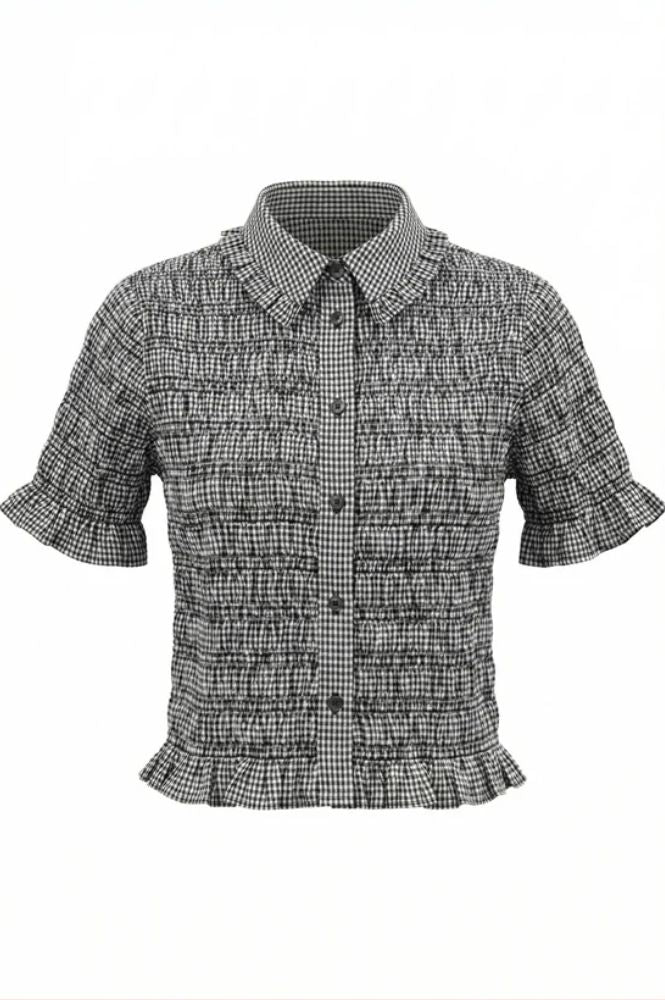 Nooki Astrid Black Check Blouse - The Mercantile London