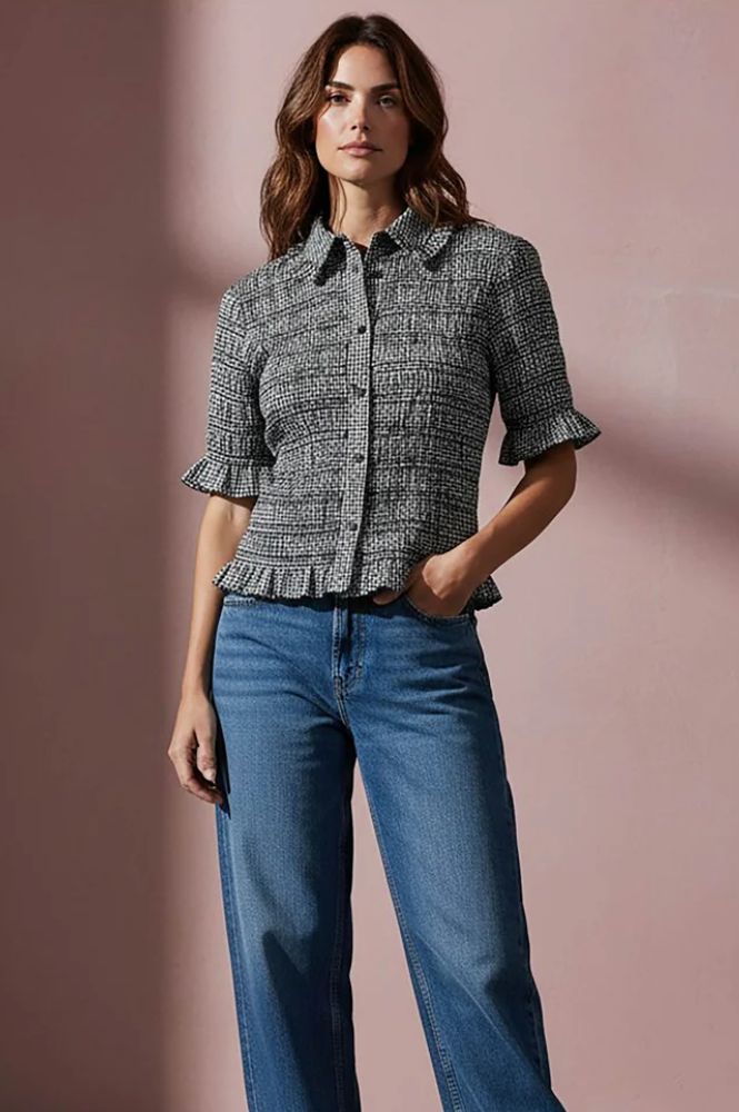 Nooki Astrid Black Check Blouse - The Mercantile London