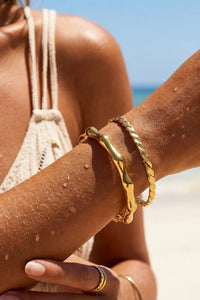SS26 Ashiana London Bamboo Chunky Gold Bangle - The Mercantile London