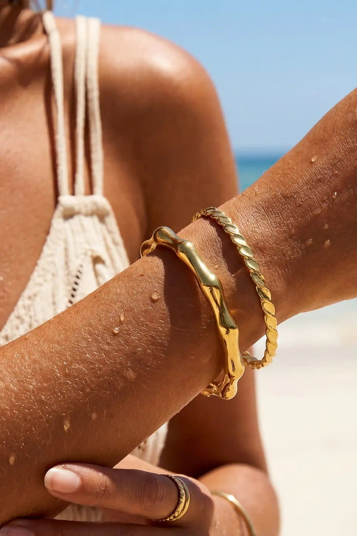 SS26 Ashiana London Bamboo Chunky Gold Bangle - The Mercantile London