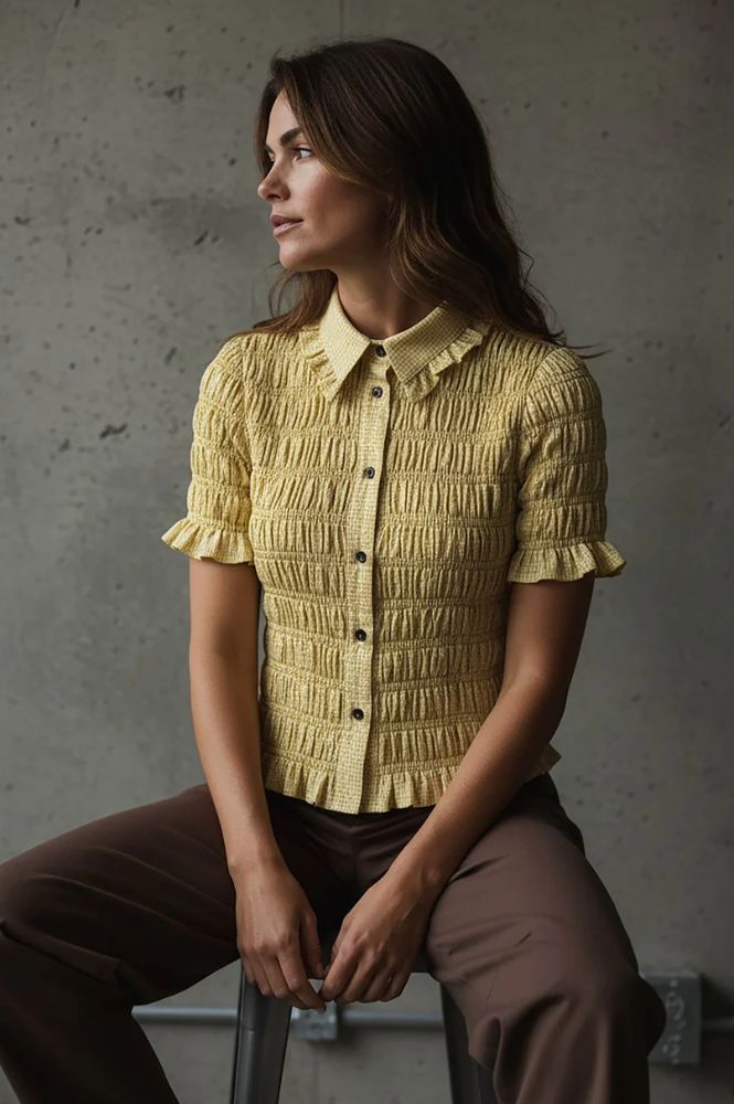 Nooki Astrid Yellow Check Blouse - The Mercantile London