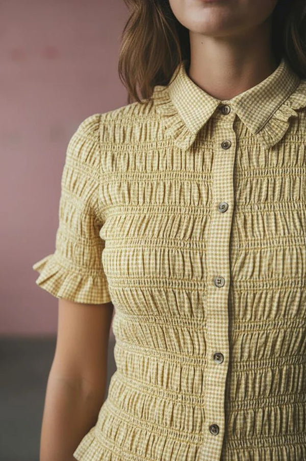 Nooki Astrid Yellow Check Blouse - The Mercantile London