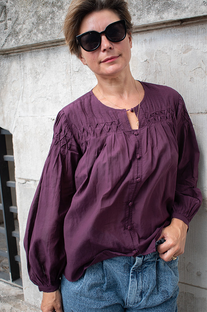 Yerse Sabannah Aubergine Blouse - The Mercantile London
