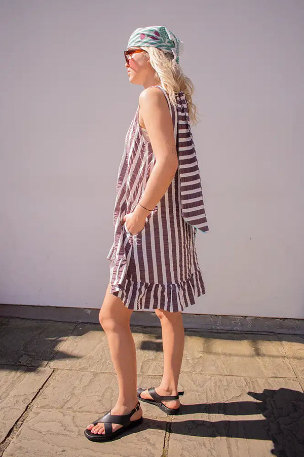 Dr Bloom Cocomero Aubergine Stripe Dress - The Mercantile London