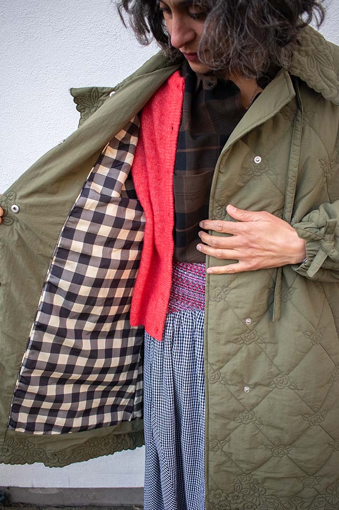 Damson Madder Avery Olive Quilted Coat - The Mercantile London