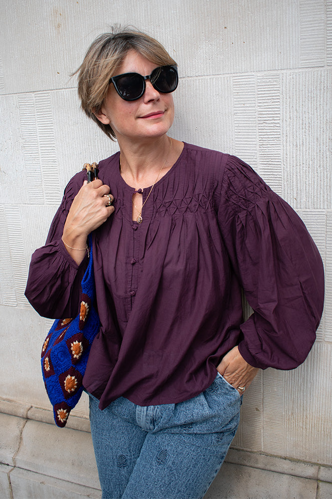 Yerse Sabannah Aubergine Blouse - The Mercantile London