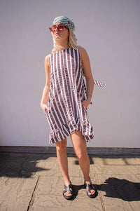 Dr Bloom Cocomero Aubergine Stripe Dress - The Mercantile London