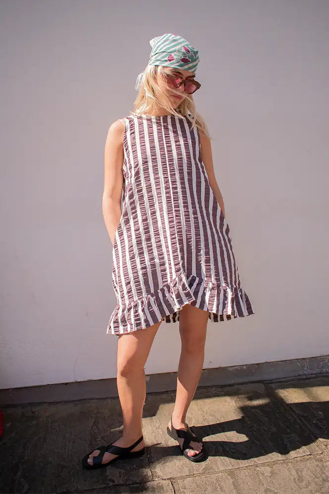 Dr Bloom Cocomero Aubergine Stripe Dress - The Mercantile London