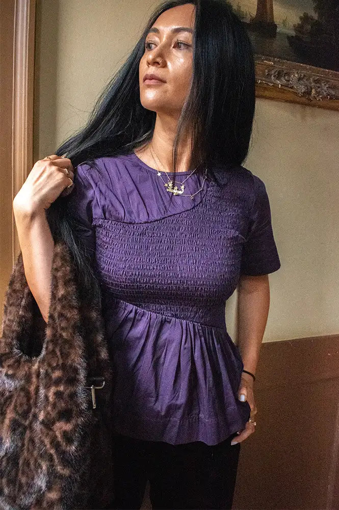 Damson Madder Emmy Plum Shirred Top