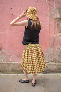 Damson Madder Lilo Chocolate Avo Gingham Dress Skirt - The Mercantile London