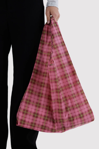 Baggu Azalea Pink Tartan Standard Reusable Bag