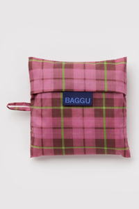 Baggu Azalea Pink Tartan Standard Reusable Bag