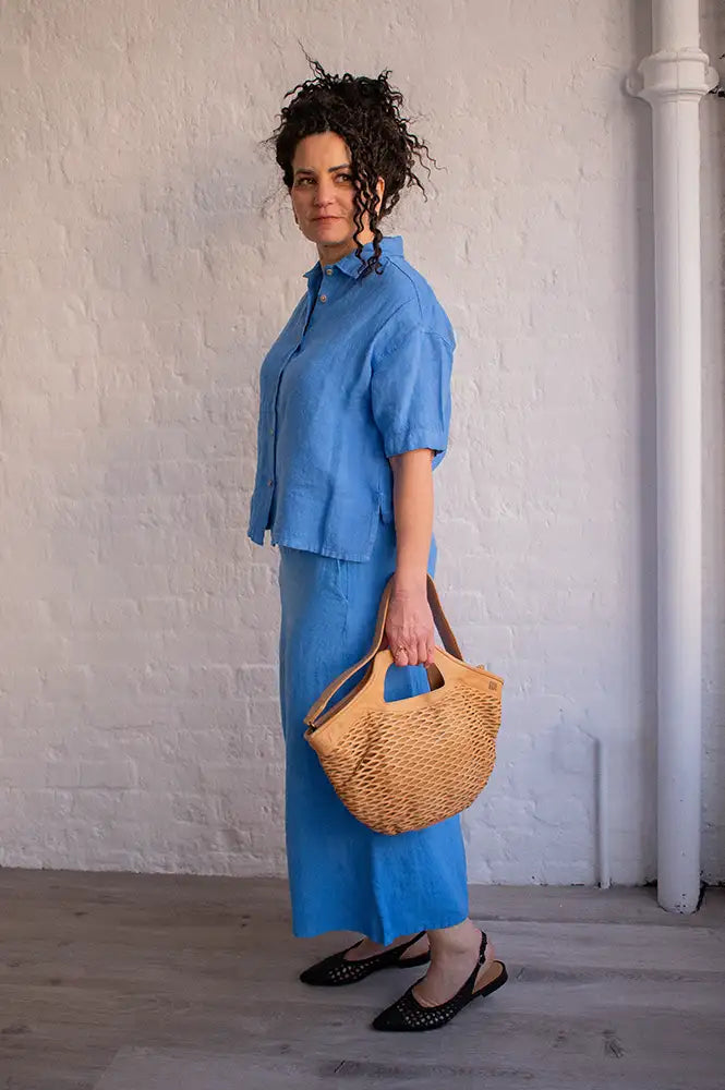Indi & Cold Azul Linen Skirt - The Mercantile London