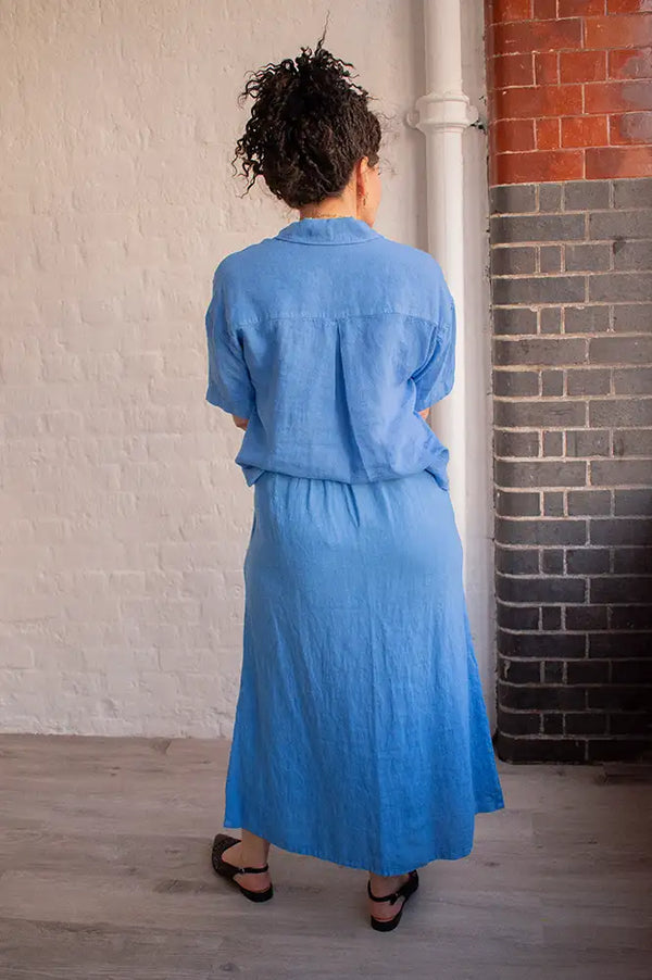Indi & Cold Azul Linen Skirt - The Mercantile London