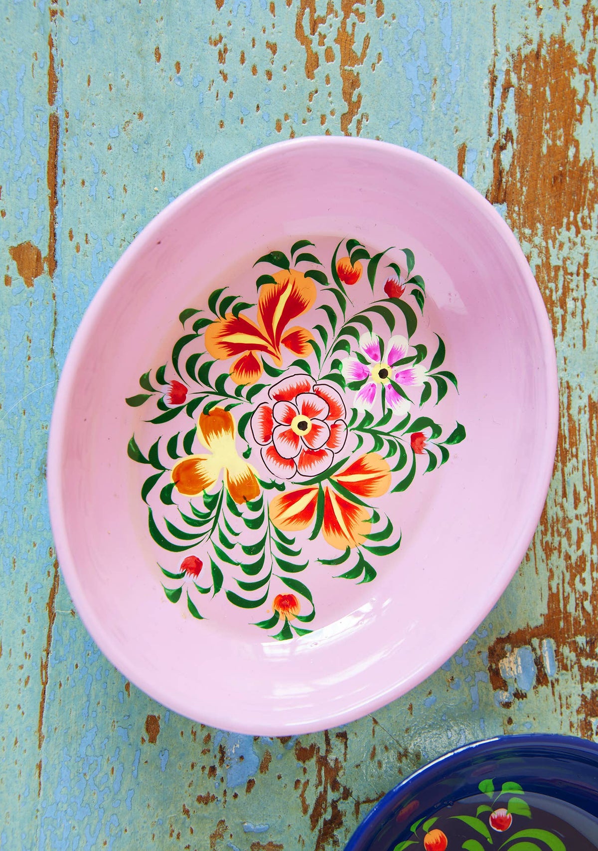 Namaste Hand Painted Pink Oval Trinket Dish