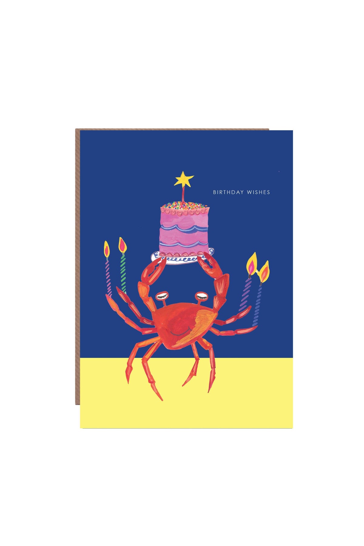 'Party Crab and Cupcake' Birthday Greetings Card: Biodegradable Cello Wrap - The Mercantile London