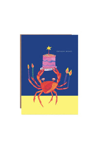 'Party Crab and Cupcake' Birthday Greetings Card: Biodegradable Cello Wrap - The Mercantile London