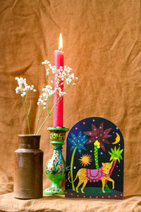 'Midnight Leopard Bell Jar' Greetings Card: Biodegradable Cello Wrap - The Mercantile London