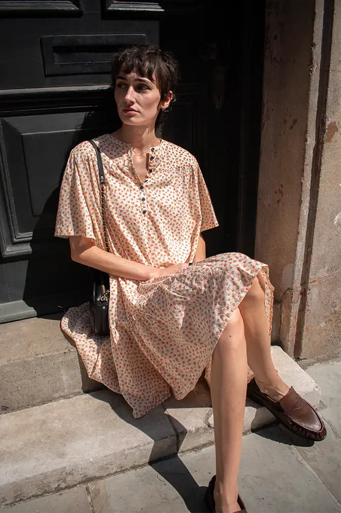 Habiba New Dawn Berry Floral Babydoll Dress