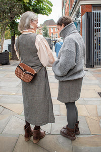 Numph Avey Caviar Herringbone Dress - The Mercantile London