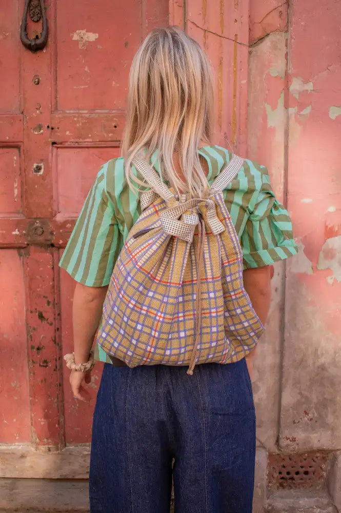 Épice Paris Chennai Olive Check Backpack - The Mercantile London
