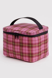 Baggu Puffy Azalea Pink Tartan Lunch Bag