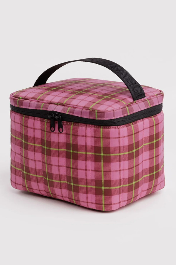 Baggu Puffy Azalea Pink Tartan Lunch Bag