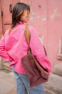 Moismont No.46 Cabas Garnet Canvas Bag - The Mercantile London