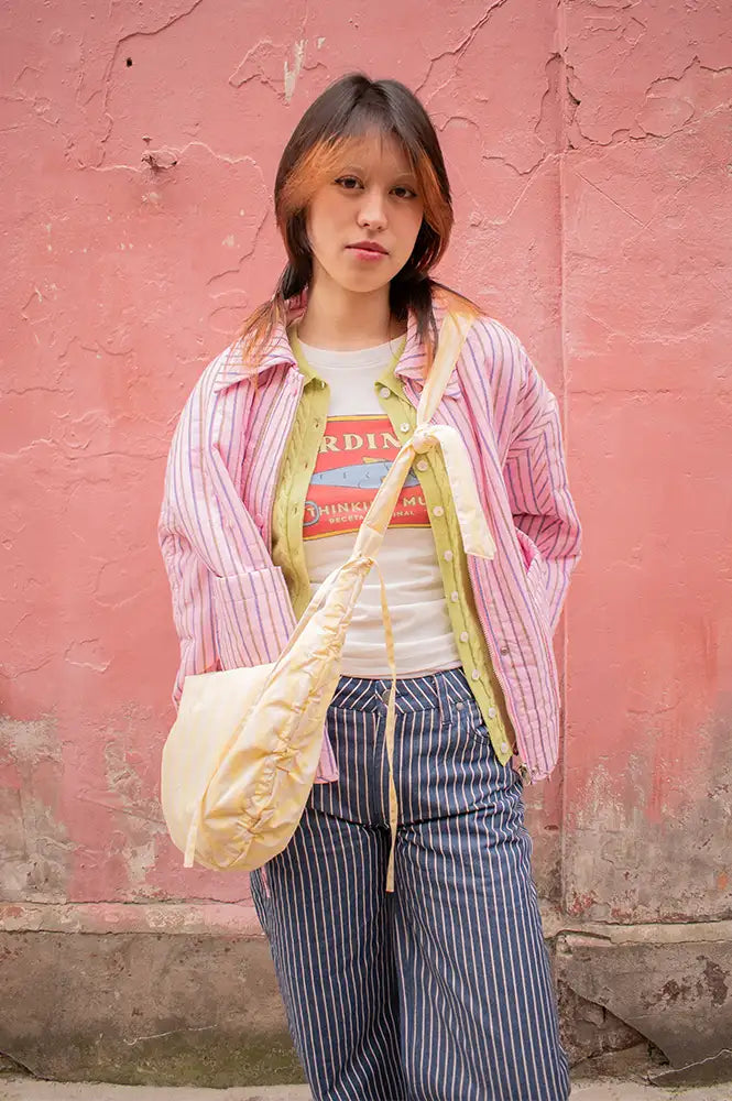 FRNCH Matira Yellow Striped Shoulder Bag - The Mercantile London