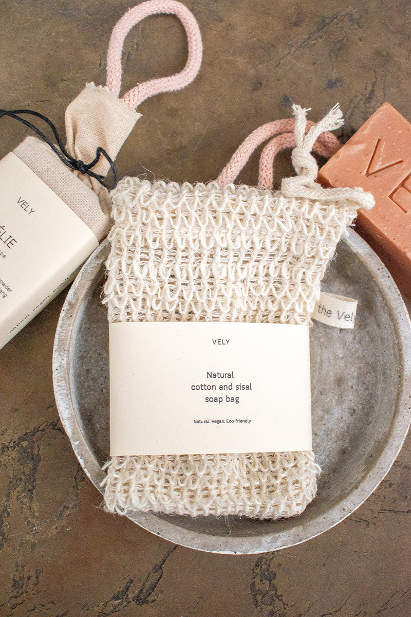 The Vely Soapery Natural Sisal and Cotton Soap Saver Bag - The Mercantile London