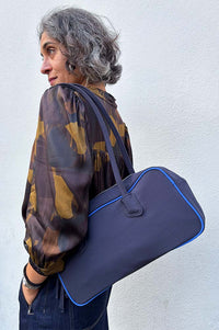 Damson Madder Lenny Large Navy Bowler Bag - The Mercantile London