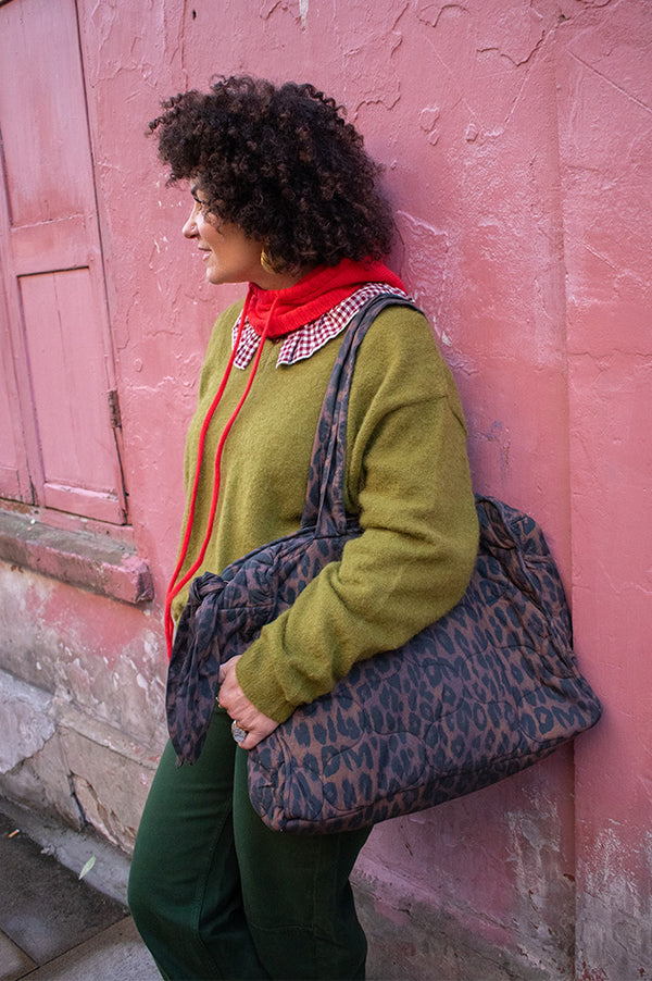 Damson Madder Dark Leopard Quilted Bag