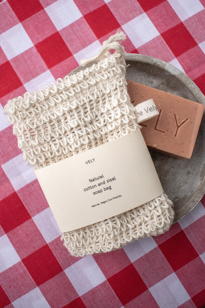 The Vely Soapery Natural Sisal and Cotton Soap Saver Bag