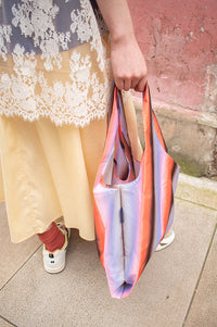 Baggu Poppy & Lilac Gradient Stripe Standard Reusable Bag - The Mercantile London