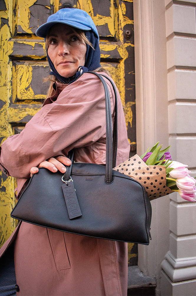 Baggu Recycled Leather Black Bowler Bag - The Mercantile London