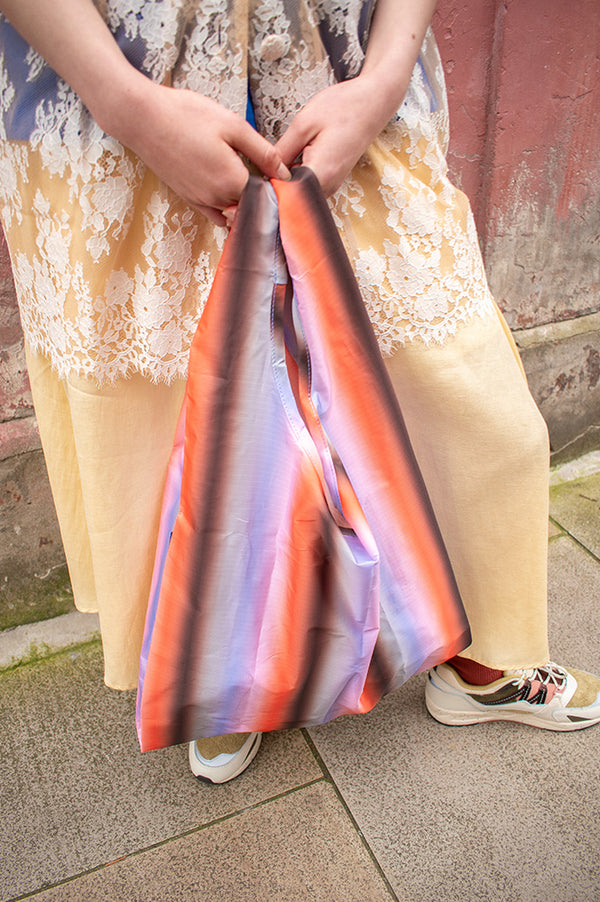 Baggu Poppy & Lilac Gradient Stripe Standard Reusable Bag - The Mercantile London