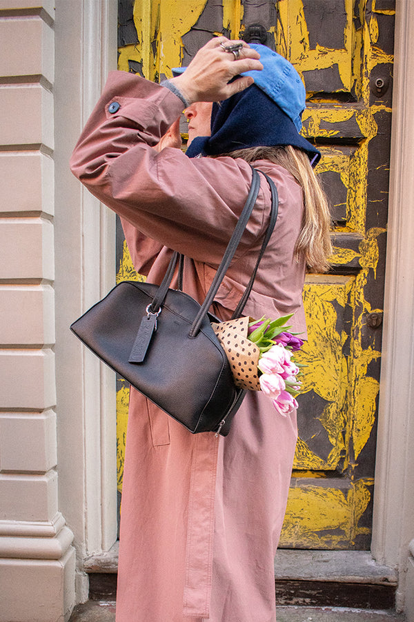 Baggu Recycled Leather Black Bowler Bag