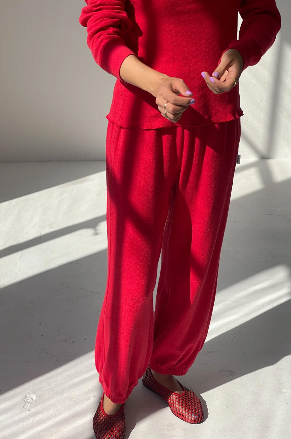 Le Bon Shoppe Pointelle Red Apple Balloon Pants - The Mercantile London