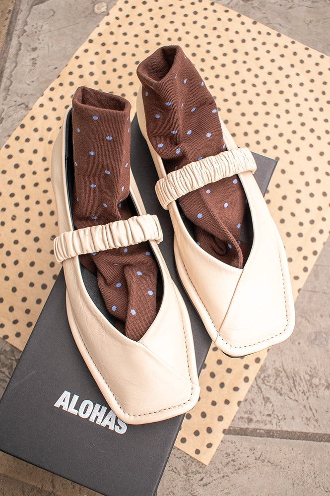 Alohas Lautan Cream Leather Ballet Flats - The Mercantile London