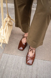 Alohas Sway Beads Rift Brown Leather Ballet Flats