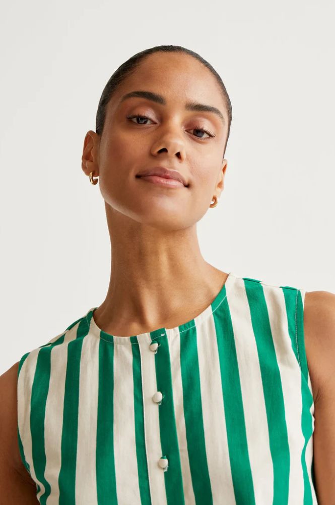 Compania Fantastica Bamboo Green Stripe Top - The Mercantile London