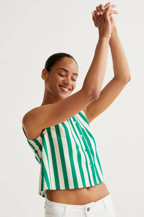 Compania Fantastica Bamboo Green Stripe Top - The Mercantile London