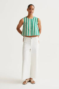 Compania Fantastica Bamboo Green Stripe Top - The Mercantile London