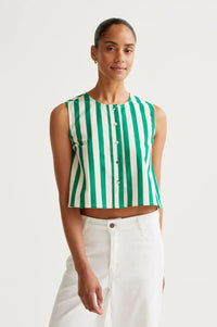 Compania Fantastica Bamboo Green Stripe Top - The Mercantile London