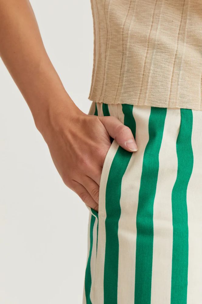 Compania Fantastica Bamboo Green Stripe Trousers - The Mercantile London