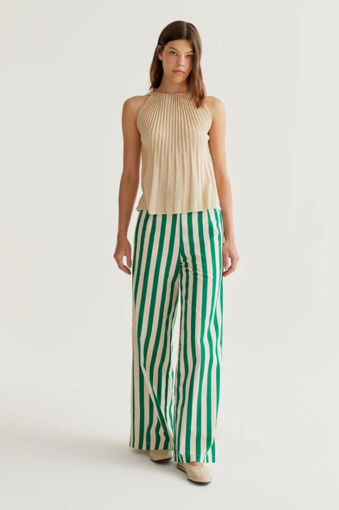Compania Fantastica Bamboo Green Stripe Trousers - The Mercantile London
