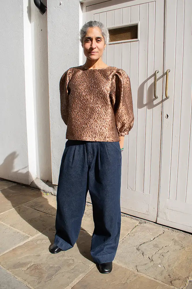 By-Bar Jet Copper Cheetah Sparkle Blouse