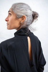 By-Bar Ien Jet Black Viscose Blouse