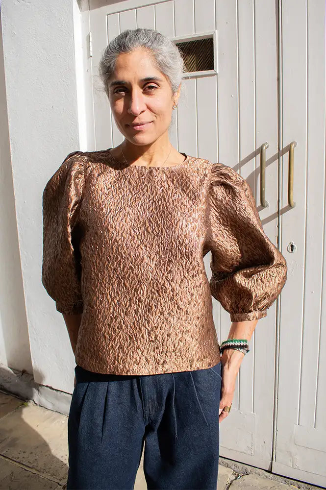 By-Bar Jet Copper Cheetah Sparkle Blouse
