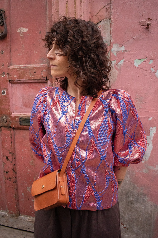 By-Bar Mauri Coral Jacquard Blouse